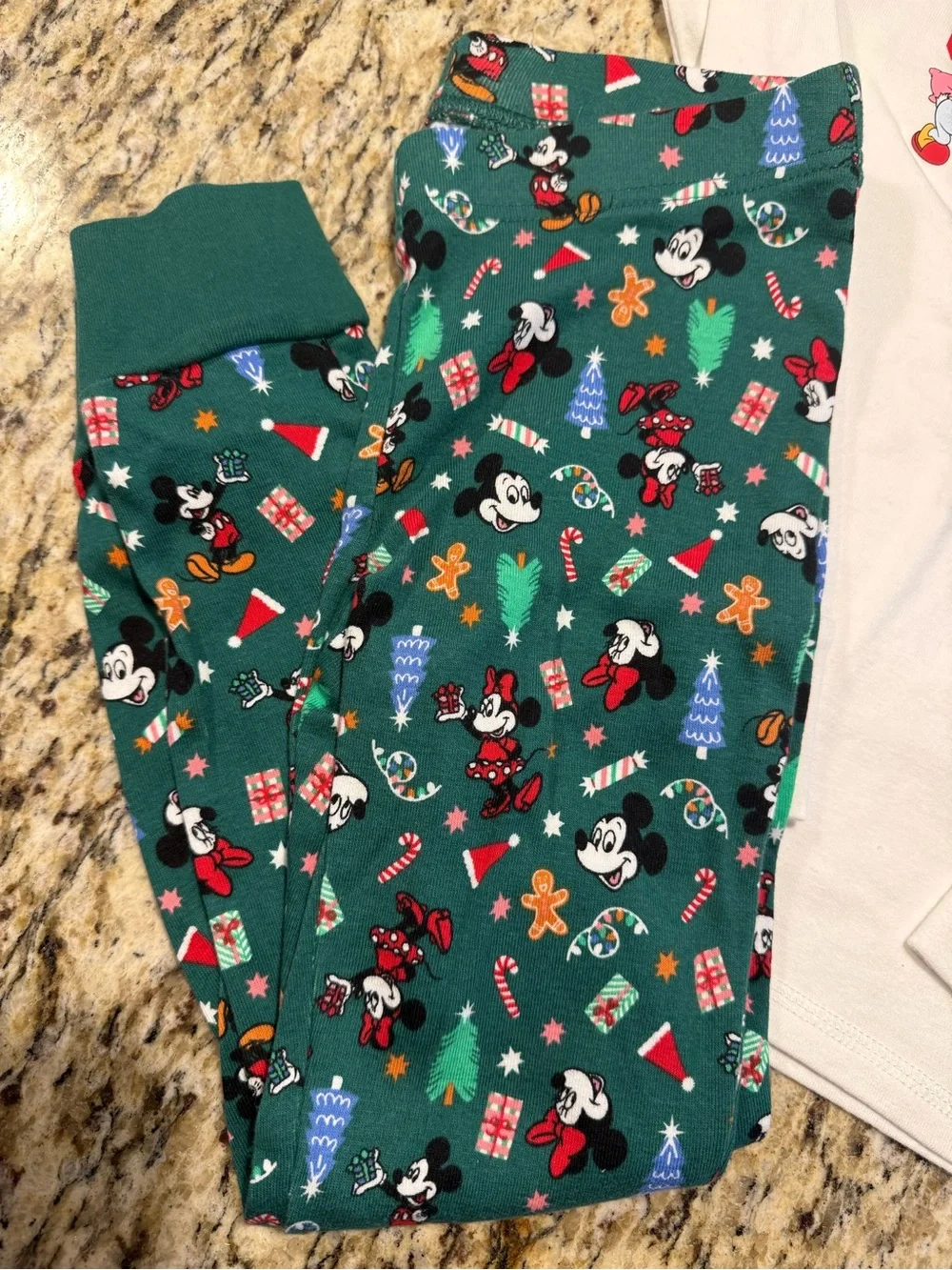 Old Navy White Top with Green Mickey Holiday Pajama Pants